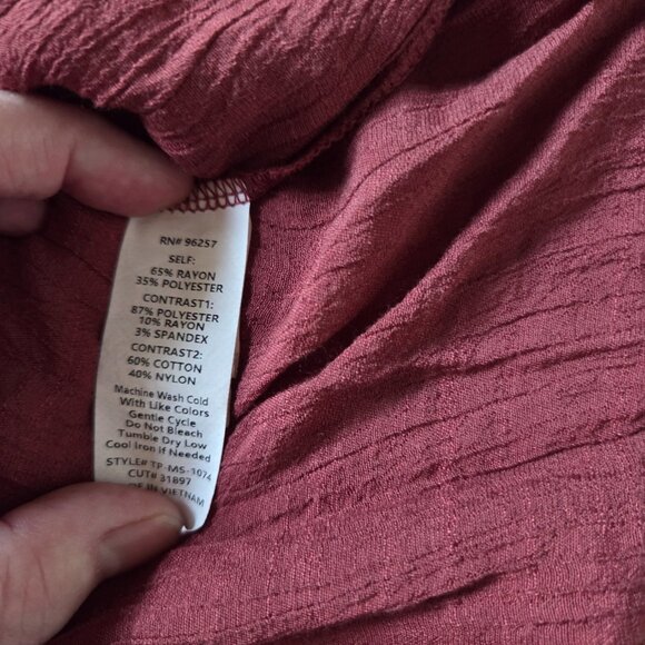 Parallel Skies Top Size Large Sleeveless Burgundy Ruffles Lace Romantic Boho - Picture 5 of 7